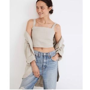 Madewell Breezewoven Abbie Ashen Sage Crop Top XS
